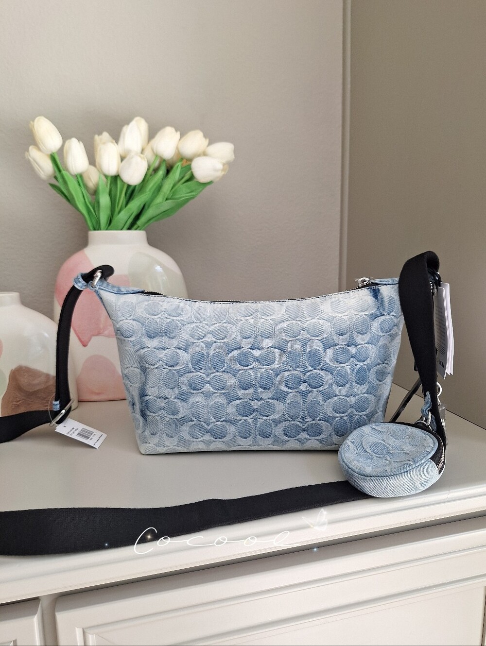 NWT Coach Small Finn Crossbody With Pouch In Loved Signature Denim CDY53